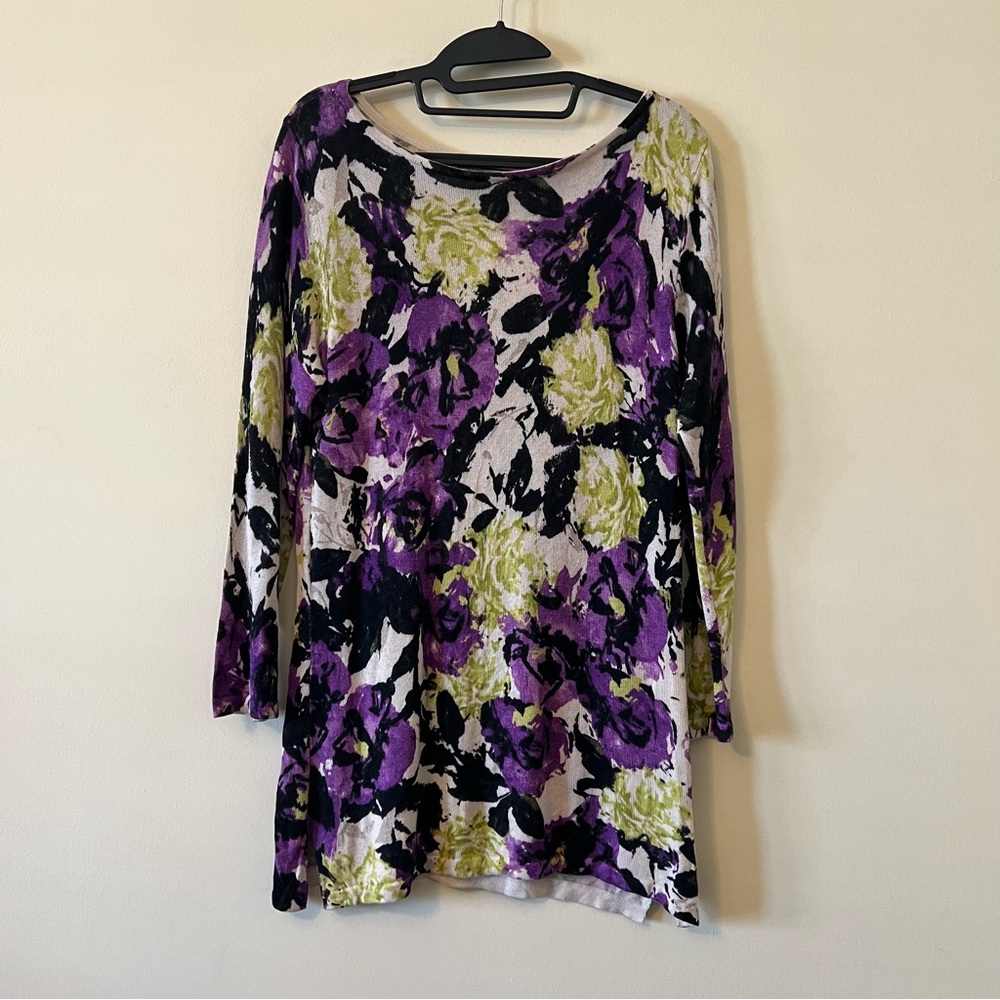 Anne Klein Medium Silk & Cashmere Long Top